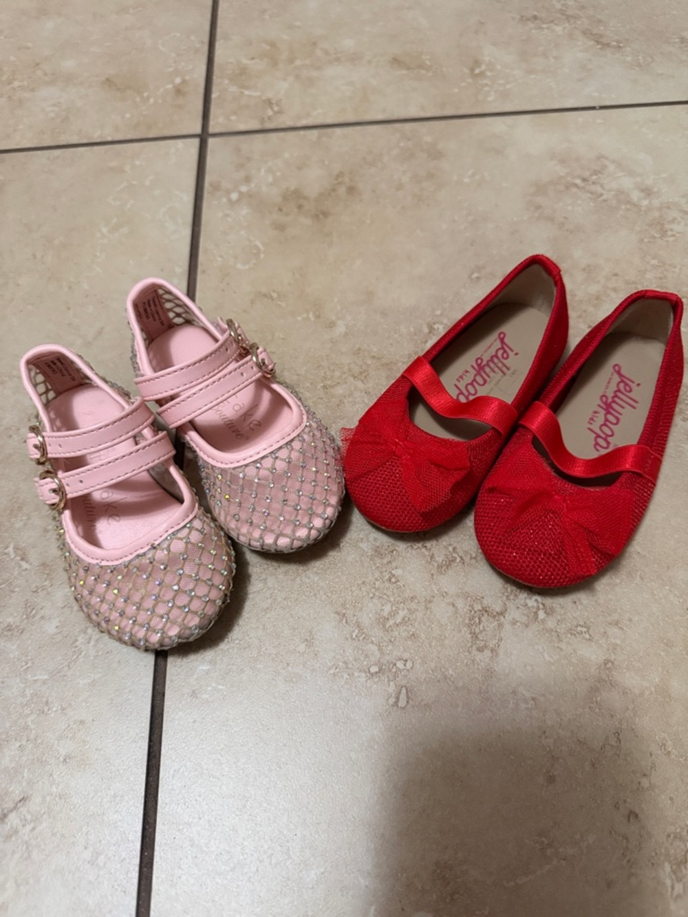 Jellypop Red Ballet Flats & Pink Sparkle Mary Janes